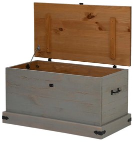 Σεντούκι αποθήκευσης HALDEN γκρι 91x48x47 cm μασίφ ξύλο πεύκο - Γκρι