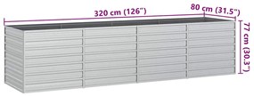 vidaXL Ζαρντινιέρα Υπερυψωμένη Ασημί 320x80x77 εκ. Γαλβανισμ. Χάλυβας