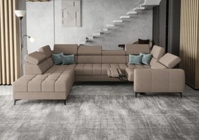 Γωνιακός καναπές Calyra Max I Relax-Καφέ Ανοιχτό-Αριστερή