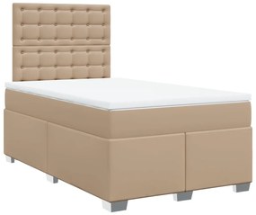 vidaXL Κρεβάτι Boxspring με Στρώμα Καπουτσίνο 120x200εκ.από Συνθ.Δέρμα
