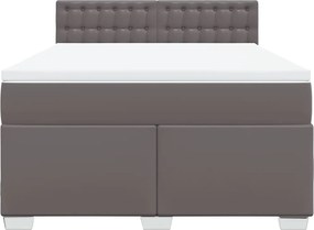 vidaXL Κρεβάτι Boxspring με Στρώμα Γκρι 140x190εκ. από Συνθετικό Δέρμα