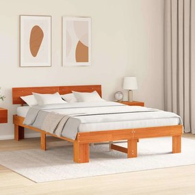 vidaXL Σκελετός Κρεβατιού Καφέ κεριού 150 x 200 cm Μασίφ ξύλο πεύκου
