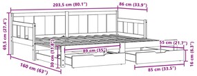 Καναπές Κρεβάτι Συρόμενος Χωρίς Στρώμα 80x200 εκ. &amp; Συρτάρια - Καφέ