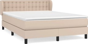 vidaXL Κρεβάτι Boxspring με Στρώμα Καπουτσίνο 140x190εκ.από Συνθ.Δέρμα