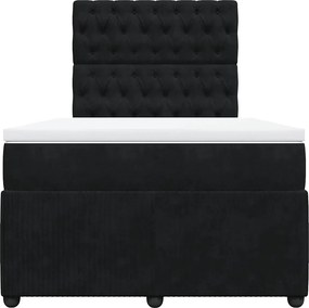 vidaXL Κρεβάτι Boxspring με Στρώμα Μαύρο 120x190 εκ. Βελούδινο