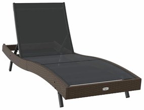 vidaXL Ξαπλώστρα Καφέ 70 x 197 x 82 εκ. Πολυ Ράτταν και Μέταλλο