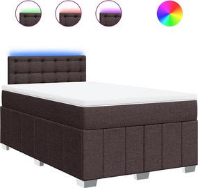 vidaXL Κρεβάτι Boxspring με Στρώμα Σκούρο Καφέ 120x190 εκ Υφασμάτινο
