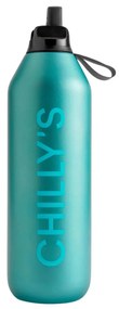 Μπουκάλι Θερμός Series 2 Flip Metallic Chilly's με πτυσσόμενο καλαμάκι, χωρητικότητα 1000ml και διατήρηση θερμοκρασίας 24h κρύο - Atlantis