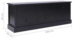 vidaXL Έπιπλο Τηλεόρασης Μαύρο 108x30x40 εκ. από Μασίφ Ξύλο Παυλώνιας