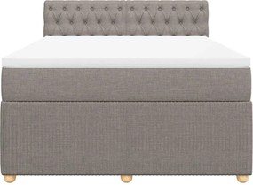vidaXL Κρεβάτι Boxspring με Στρώμα Taupe 140x190 εκ. Υφασμάτινο