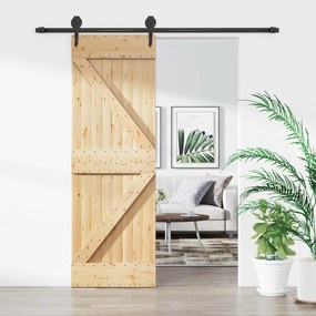 vidaXL Συρόμενη Πόρτα Φυσικό και Μαύρο 70 x 210 cm