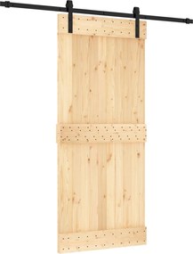 vidaXL Συρόμενη Πόρτα Φυσικό και Μαύρο 90 x 210 cm