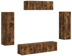 vidaXL Ντουλάπι TV 3 pcs Καπνιστό Δρύς