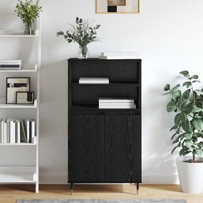 vidaXL Highboard με ράφι Μαύρο 60 x 36 x 110 εκ Επεξεργασμένο ξύλο