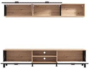 Κέντρο Ψυχαγωγίας - Σύνθεση Monaco Artisan Oak - Μαύρο Μάτ 218x40x200 εκ.