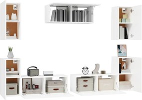 vidaXL Σετ Επίπλων Τηλεόρασης 7 Τεμαχίων Λευκό από Επεξεργασμένο Ξύλο