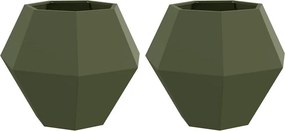 vidaXL Γλάστρα 2 τμχ. Ελιά Πράσινη 75 x 75 x 60 εκ Ατσάλι