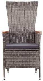 vidaXL Σετ Τραπεζαρίας Κήπου 5 Τεμαχίων Γκρι με Μαξιλάρια