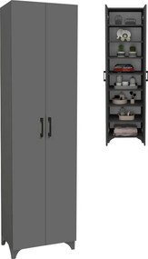 Ντουλάπα - Παπουτσοθήκη Lilly Megapap χρώμα ανθρακί 49x32x178εκ.