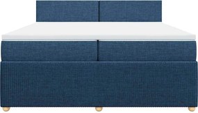 vidaXL Κρεβάτι Boxspring με Στρώμα Μπλε 200x200 εκ. Υφασμάτινο