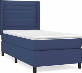 vidaXL Κρεβάτι Boxspring με Στρώμα Μπλε 100 x 200 εκ. Υφασμάτινο