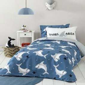 Σεντόνια Παιδικά Shark Area (Σετ 3τμχ) Blue Nima Μονό 170x255cm 100% Βαμβάκι