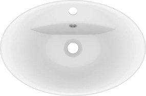 vidaXL Νιπτήρας με Υπερχείλιση Οβάλ Λευκό Ματ 58,5x39 εκ. Κεραμικός
