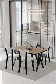 Stewehome Σετ Φαγητού Τραπέζι & 4 Καρέκλες Κουζίνας Δρυς 80x120x75 cm