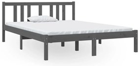 vidaXL Πλαίσιο Κρεβατιού Γκρι 135 x 190 εκ από Ξύλο Πεύκου Double