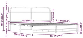 ΣΚΕΛΕΤΟΣ ΚΡΕΒ. ΧΩΡΙΣ ΣΤΡΩΜΑ SONOMA ΔΡΥΣ 183X213 ΕΚ. ΜΕΤΑΛΛΙΚΟ 3318690