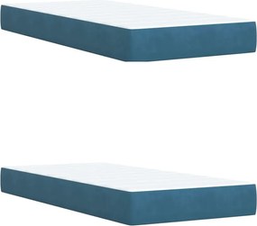 vidaXL Κρεβάτι Boxspring με Στρώμα Μπλε 200x200 εκ. Βελούδινο