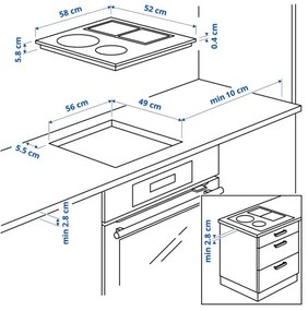 KOLSTAN επαγωγική εστία/IKEA 500, 58 cm 105.594.60