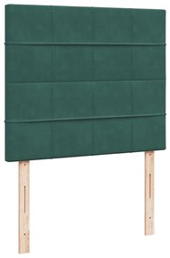 vidaXL Κρεβάτι Boxspring με Στρώμα Σκούρο Πράσινο 120x190εκ. Βελούδινο