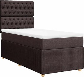 vidaXL Κρεβάτι Boxspring με Στρώμα Σκούρο Καφέ 90x190 εκ. Υφασμάτινο