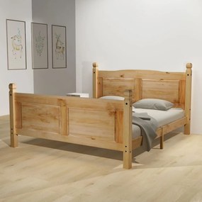 Κρεβάτι Στιλ Corona 160 x 200 εκ. Μεξικ. Ξύλο Πεύκου με Στρώμα - Καφέ