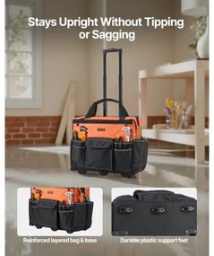 VEVOR Rolling Tool Bag 27 Pockets Heavy Duty Roller Tool Bag on Wheels