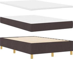 vidaXL LED Κρεβάτι με βάθρο Σκούρο Καφέ 120 x 190 cm ύφασμα
