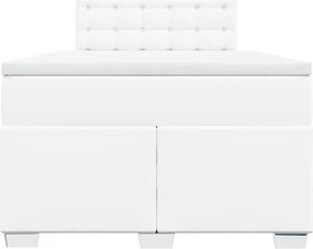 vidaXL Κρεβάτι Boxspring με Στρώμα Λευκό 120x190εκ.από Συνθετικό Δέρμα
