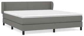 Κρεβάτι Boxspring με Στρώμα Σκούρο Γκρι 180x200 εκ Υφασμάτιν - Γκρι