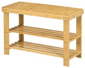 HOMCOM Παπουτσοθήκη, 3 επίπεδα, χωρητικότητα 6-9 ζευγάρια παπούτσια, έως 130 kg, μπαμπού, 70 x 28 x 45cm