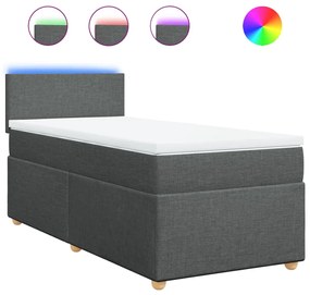 vidaXL Κρεβάτι Boxspring με Στρώμα Σκούρο Γκρι 80x200 εκ. Υφασμάτινο