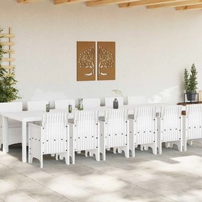 vidaXL Σέτ φαγητού για κήπο 13 pcs Λευκό Rattan Polt