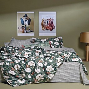Πάπλωμα Marilou 02 Green-Ecru Kentia Υπέρδιπλo 220x240cm 100% Cotton Satin