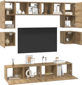 vidaXL Σετ επίπλου τηλεόρασης 8 pcs Artisan Oak Επεξεργασμένο ξύλο