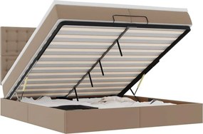 VidaXL Οθωμανικό κρεβάτι με στρώματα & LEDs Cappucino Faux Leather