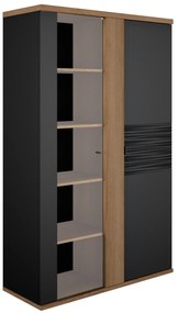Insi Otello βιτρίνα με δυο πόρτες 110x45x178εκ. Helvezia Oak / Μαύρο  014.GM52