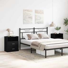 vidaXL Κομοδίνα 2 τμχ Μαύρο Δρυς 50x32x60εκ Επεξεργασμένο Ξύλο