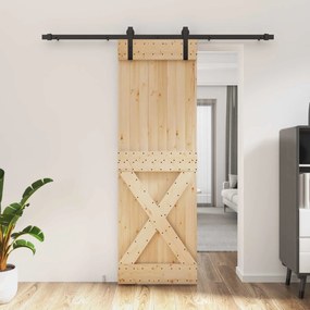 vidaXL Συρόμενη Πόρτα Φυσικό και Μαύρο 70 x 210 cm