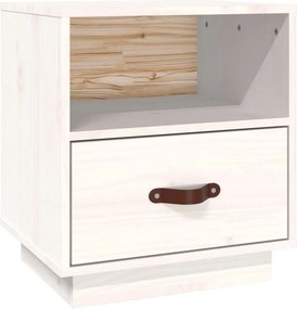 vidaXL Κομοδίνο Λευκό 40 x 34 x 45 εκ. από Μασίφ Ξύλο Πεύκου