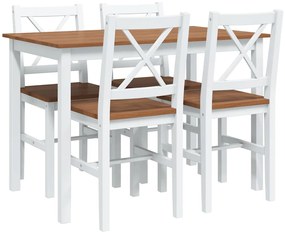 vidaXL Σετ Τραπεζαρίας 5 Τεμαχίων Καφέ / Λευκό